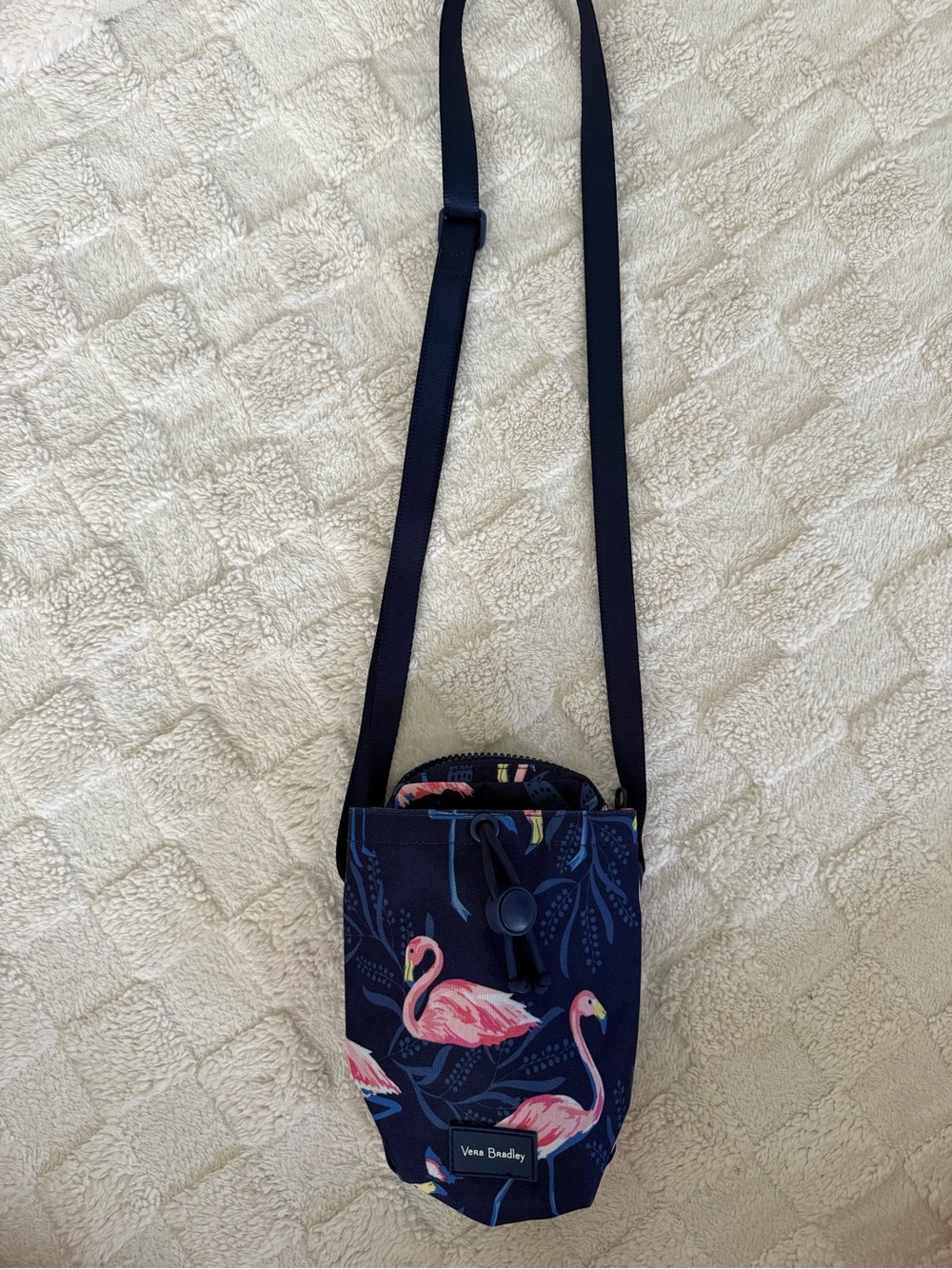 Vera Bradley Navy Crossbody Bag with Pink Flamingo Print
